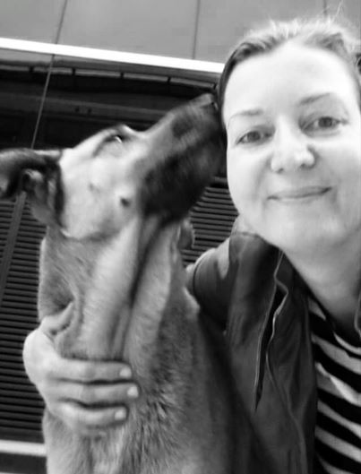 flight attendant and dog