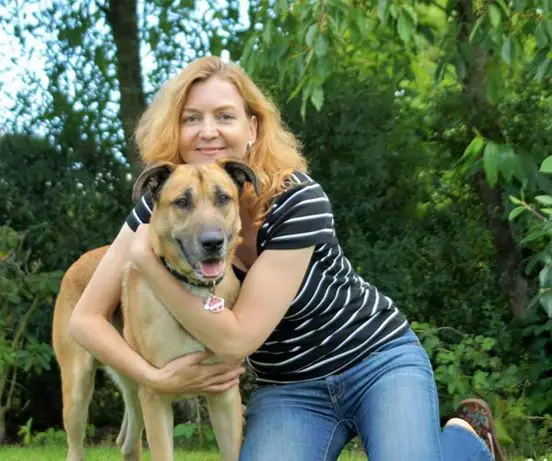 flight attendant and dog