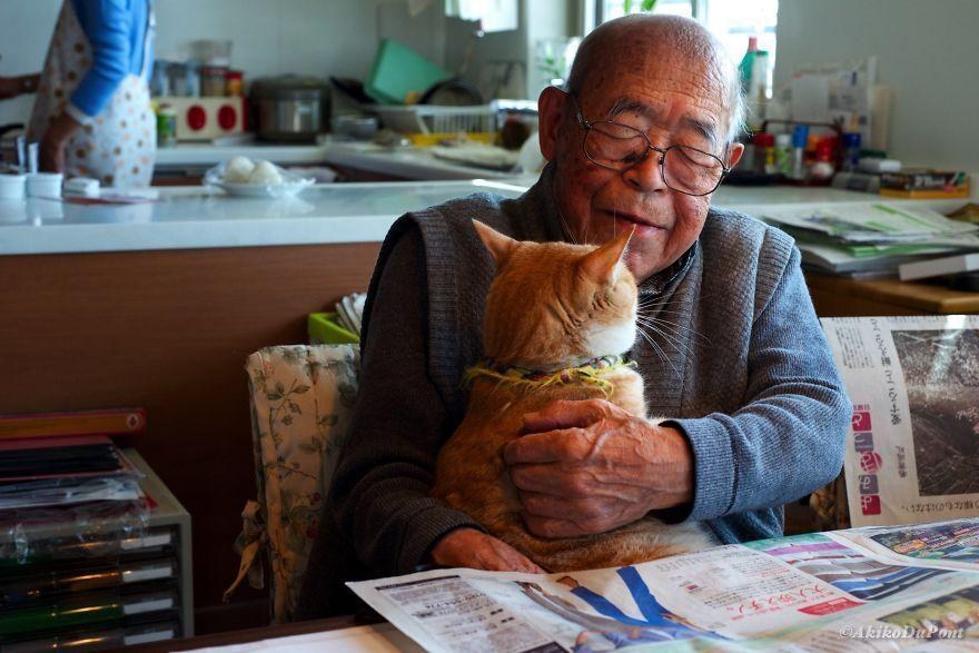 cat and grandpa