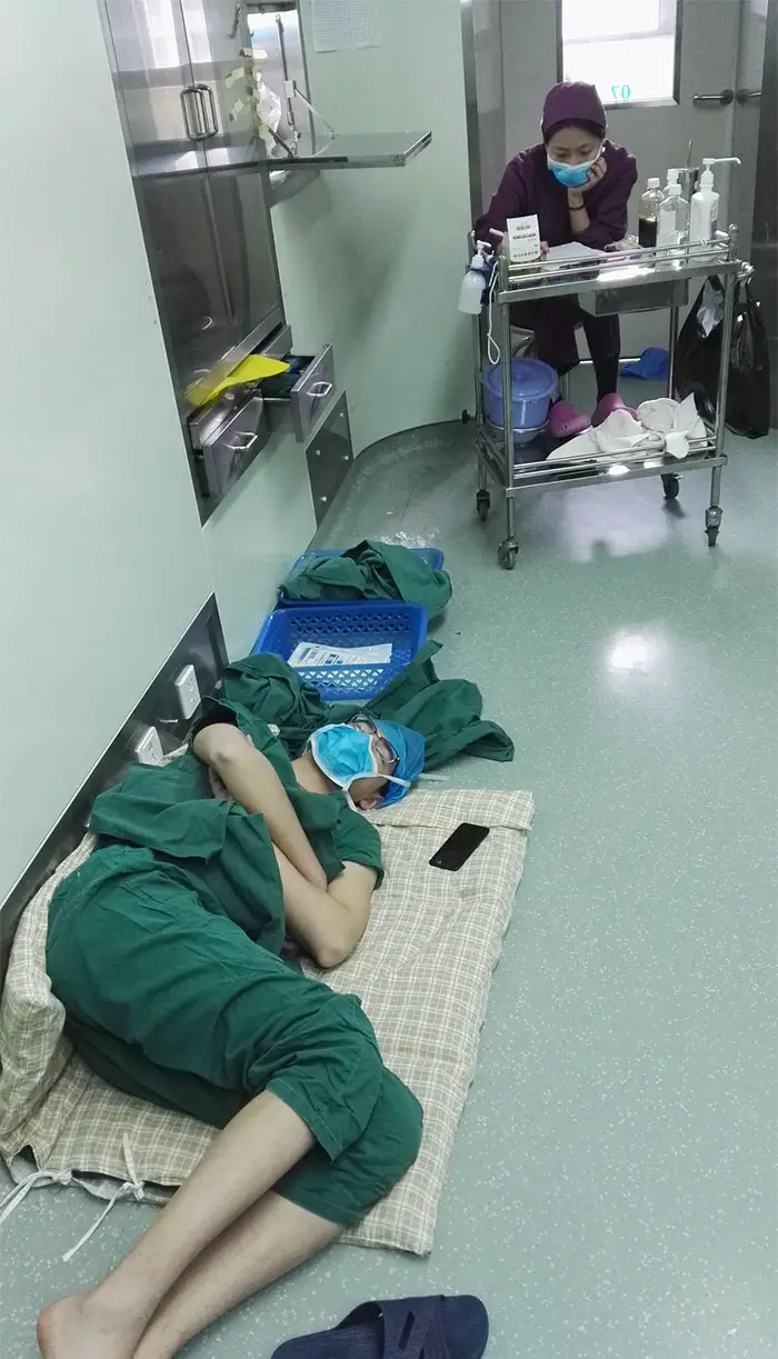 surgeon on the floor
