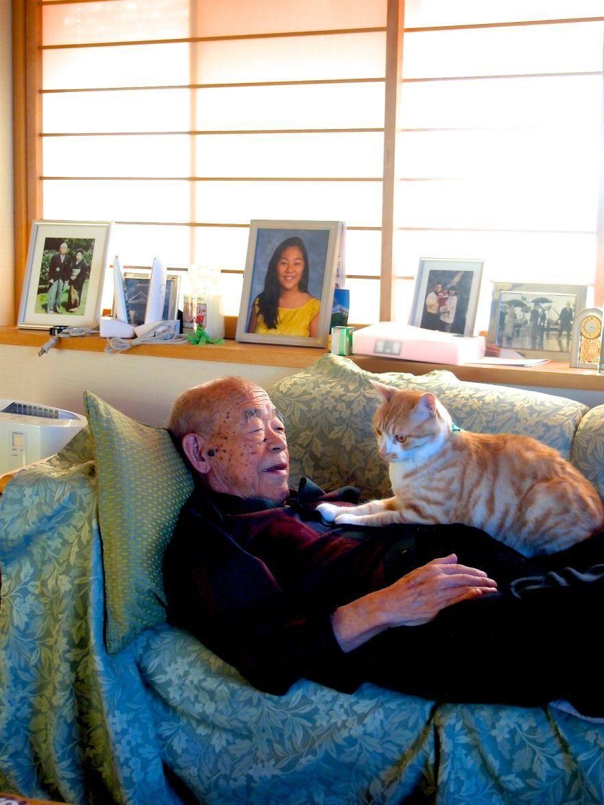 cat and grandpa