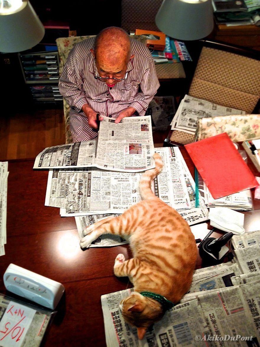 cat and grandpa