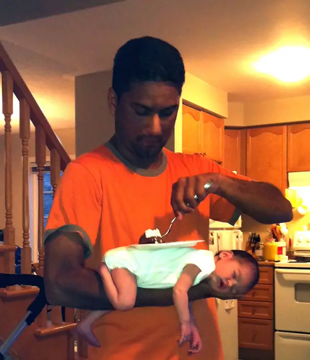 dad caring for baby fail