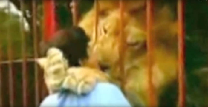 woman-lion-close