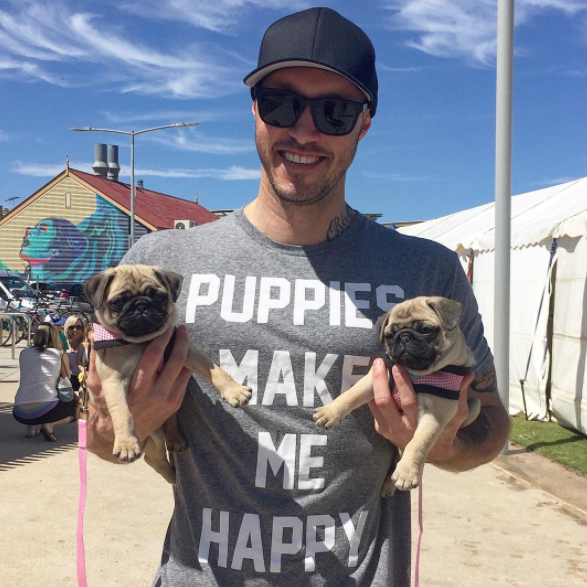 man rescues puppies