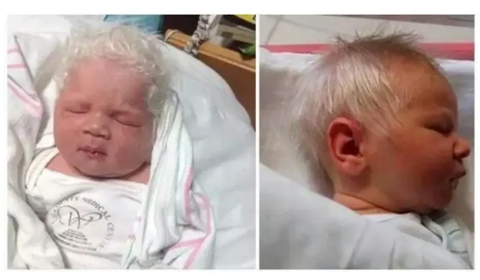 bambino con i capelli grigi