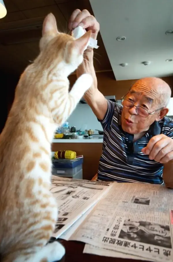 cat and grandpa