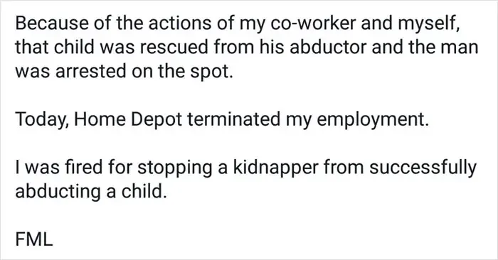 home depot fires employee