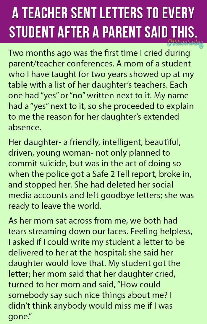 teacher sends letters home