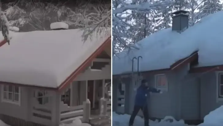 remove heavy snow roof rope