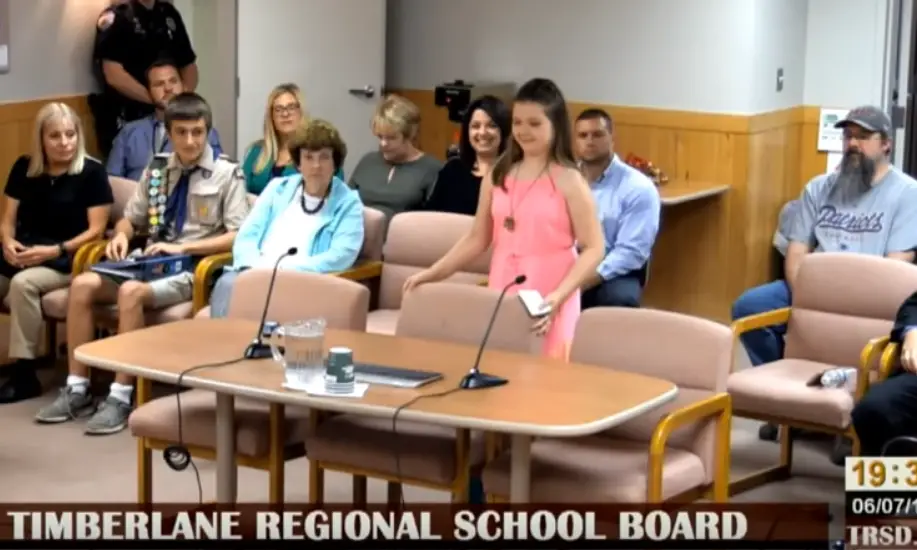 Delanie Marcotte School Board Meeting