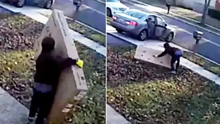Porch thief steals tv