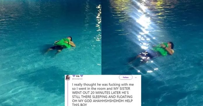 man-sleeps-in-the-pool man sleeps in the pool