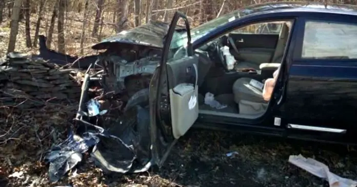 woman-crashed-car-spider